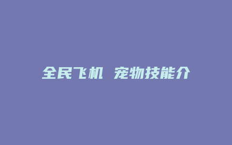全民飞机 宠物技能介绍缩略图 全民飞机 宠物技能介绍