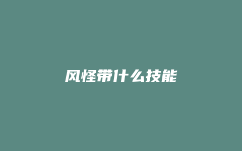 风怪带什么技能缩略图 风怪带什么技能
