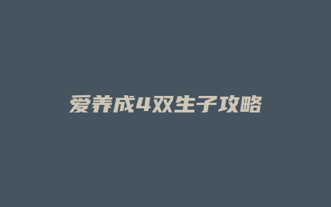 爱养成4双生子攻略缩略图 爱养成4双生子攻略