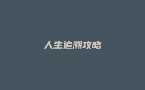 人生追溯攻略缩略图 人生追溯攻略